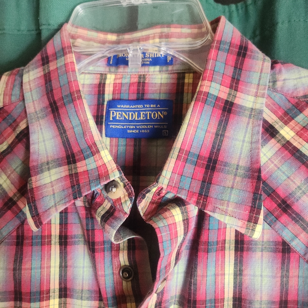 EUC Vintage Men's Pendleton Western Pearlescent Snap Plaid Shirt Size Large